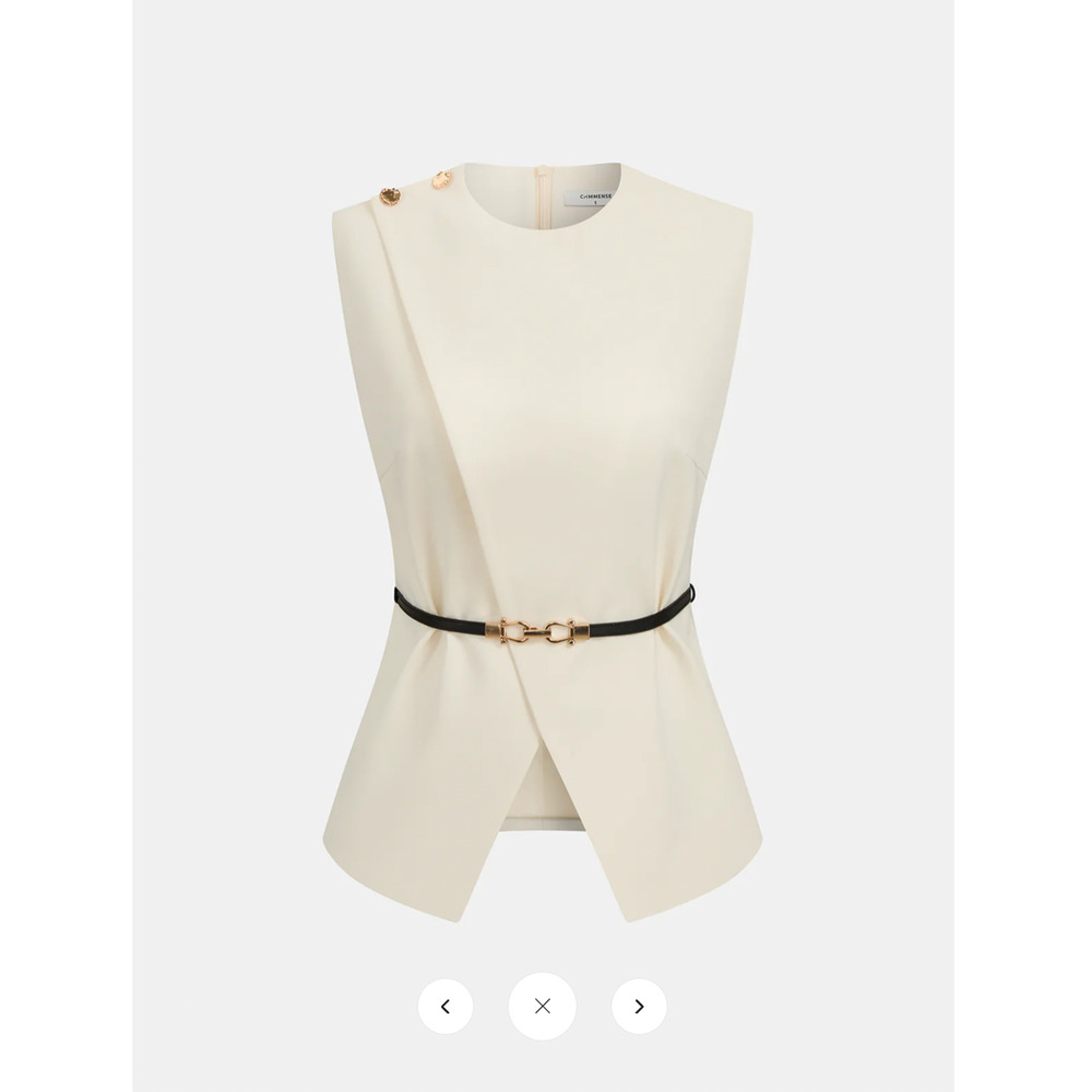 - NWT Commense Sleeveless Belted Top & Pleated Pants Set Sz M - Picture 2 of 10